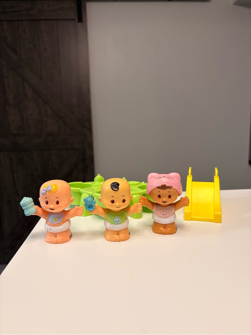 Little People 1 2 3 Babies Triplets, Nursery Daycare Highchair & slide